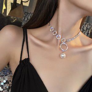Simple temperament full of big ring pearl necklace